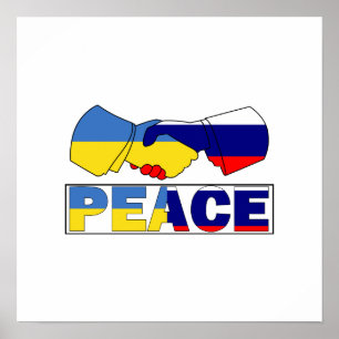 Affiche Handshake of Peace, Ukraine Russie Drapeau