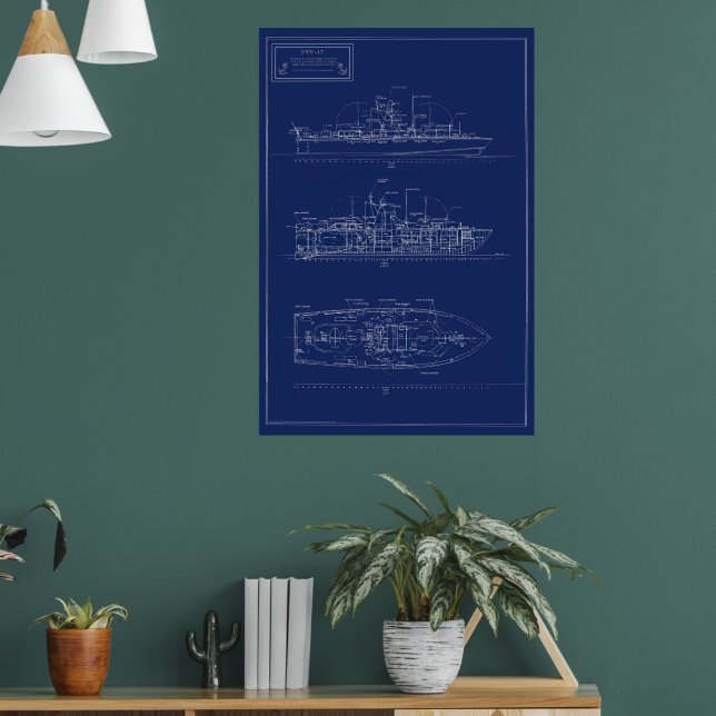 Affiche Handsome Blueprint of PT Boat PTF-17 (Salon 1)