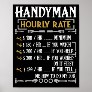 Affiche Handyman Horaire Note Drôle Handyman Cadeaux