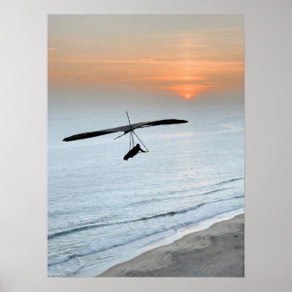 Affiche  Hang Glider Silhouette Ocean Sunset Beach Coastal