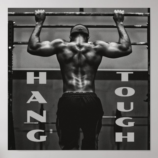 Affiche Hang Tough Muscle Man Entraînement Gym (Devant)