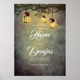Affiche Hanging Lanterns Dreamy Wedding Welcome Sign