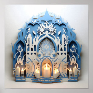 Affiche Hannukah Coupe de papier de vacances