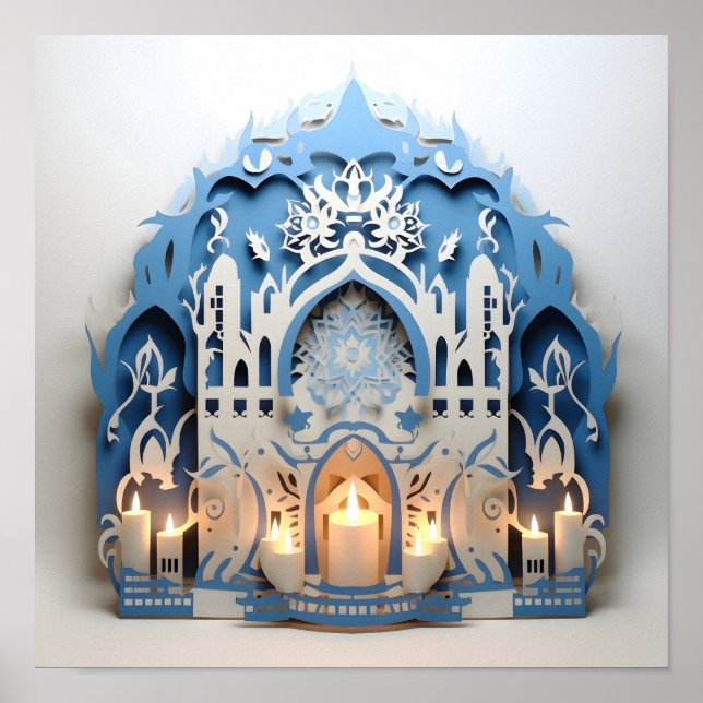 Affiche Hannukah Coupe de papier de vacances (Devant)