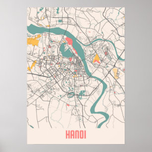 Affiche Hanoï - Carte de la ville de Viêt Nam Chalk