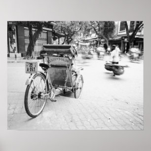 Affiche Hanoi Viêt Nam, Cyclo dans le Vieux Hanoï