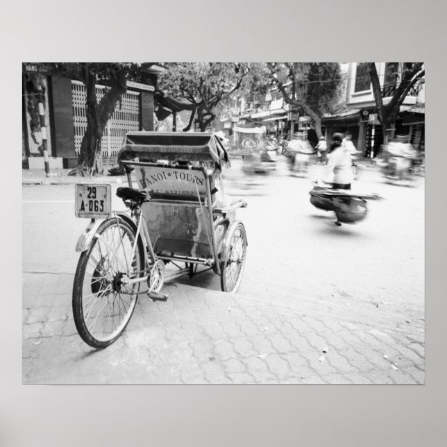 Affiche Hanoi Viêt Nam, Cyclo dans le Vieux Hanoï (Devant)