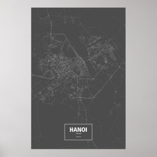 Affiche Hanoï, Vietnam (blanc sur noir)