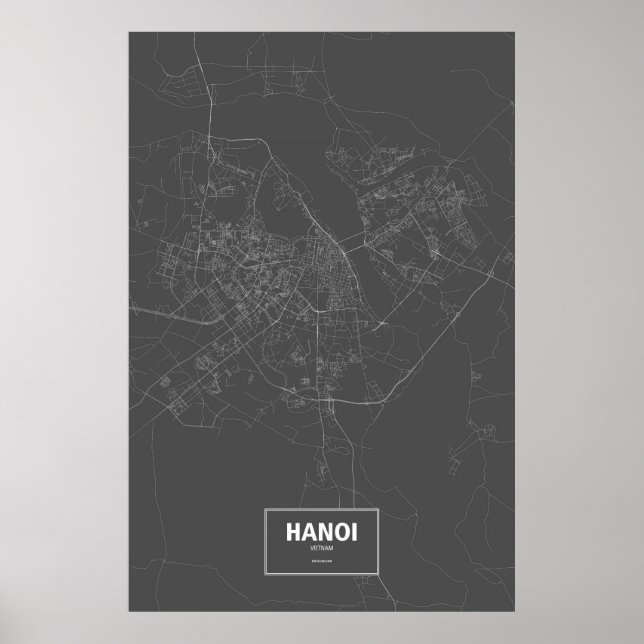 Affiche Hanoï, Vietnam (blanc sur noir) (Devant)