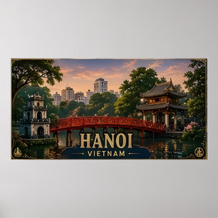 Affiche 🧲 Hanoi Vietnam Objet de Souvenir pour les Visite