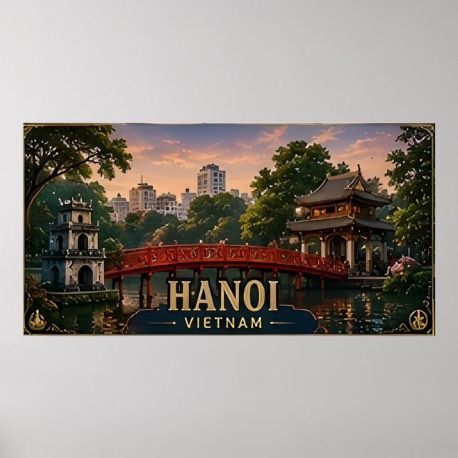 Affiche 🧲 Hanoi Vietnam Objet de Souvenir pour les Visite (Devant)