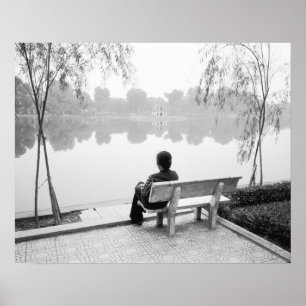 Affiche Hanoi Vietnam, vue sur le lac Hoan Kiem (NR)