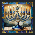 Affiche Hanoukka bleue Menorah<br><div class="desc">Vous regardez The Lee Hiller Photography Art and Designs Collection of Home and Office Decor,  Apparel,  Gifts and Objets de collection. Les conceptions incluent Lee Hiller Photography et Mixed Media Art numérique Collection http://LeeHiller.com</div>