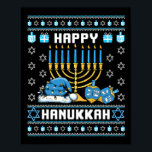 Affiche Hanoukka de Noël Pignon Pajama Santa Hat Chanukah<br><div class="desc">Noël Hanoukka Pignon moche Pajama Santa Hat Chanukah Dreidel</div>