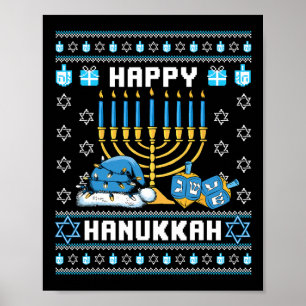 Affiche Hanoukka de Noël Pignon Pajama Santa Hat Chanukah