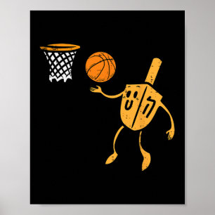 Affiche Hanoukka Dreidel Bysketbyll Chanukah Hommes juifs