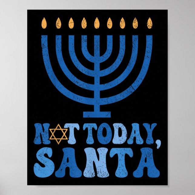 Affiche Hanoukka drôle pas aujourd'hui Père Noël Menorah C (Devant)