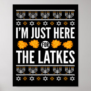 Affiche Hanoukka Heureux Juste Ici Pour Latkes Juif Hébreu