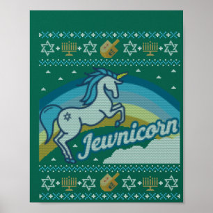 Affiche Hanoukka laid Unicorn Jewnicorn