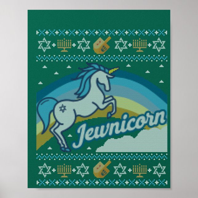 Affiche Hanoukka laid Unicorn Jewnicorn (Devant)