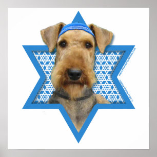 Affiche Hanoukka Star of David - Airedale Terrier