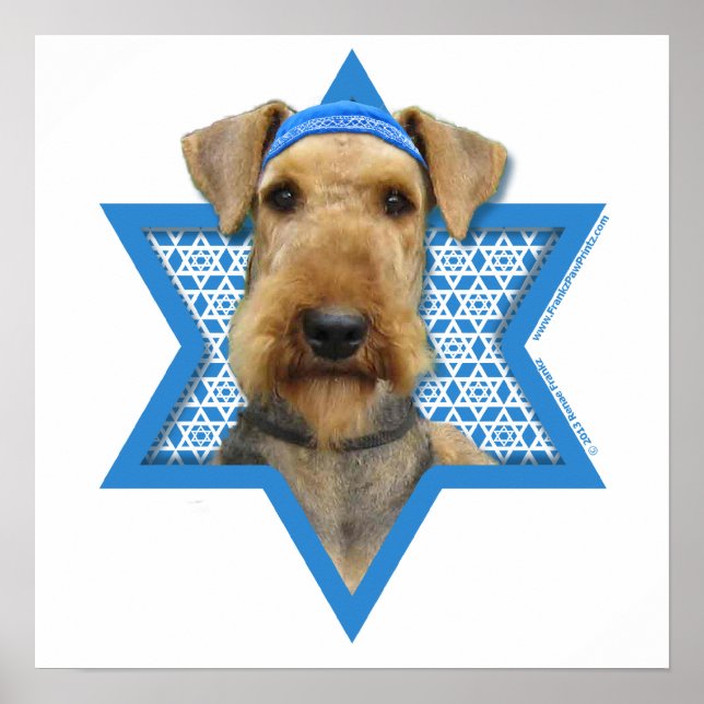Affiche Hanoukka Star of David - Airedale Terrier (Devant)