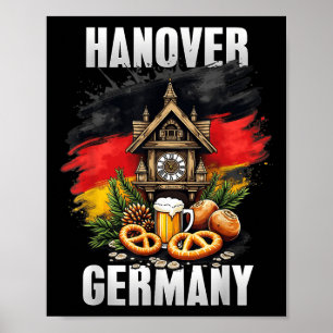 Affiche Hanover Allemagne Souvenir Allemagne Drapeau Voyag