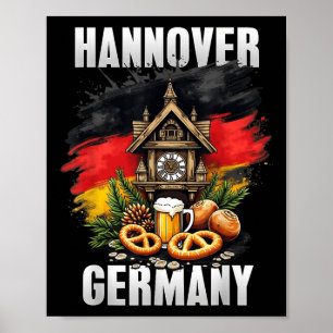 Affiche Hanovre Allemagne Souvenir Allemagne Drapeau Voyag