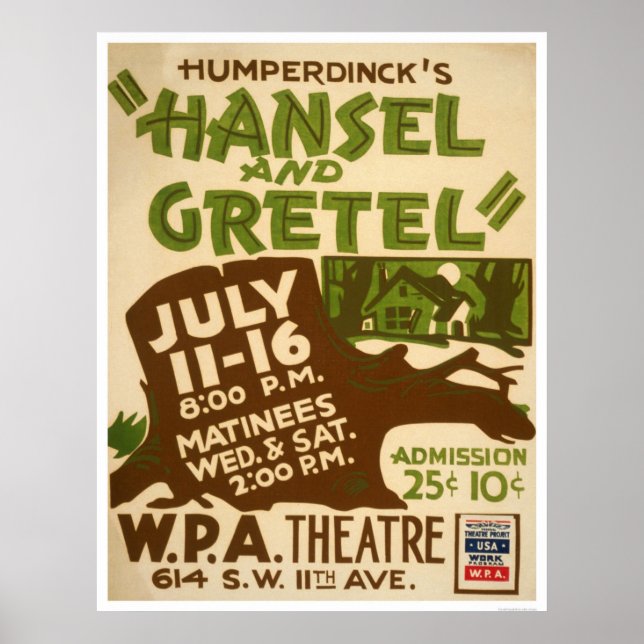 Affiche Hansel & Gretel Play 1937 WPA (Devant)