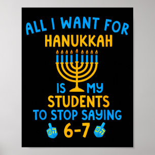 Affiche Hanukkah Élèves disant 6-7 67 Six Sept Hébreu S