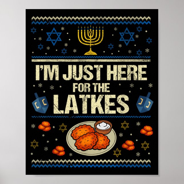 Affiche Hanukkah Im Just Here For The Latkes Chanukah Hanu (Devant)