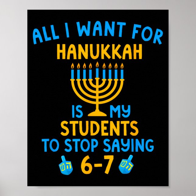 Affiche Hanukkah Students Saying 6-7 67 Six Seven Hebrew S (Devant)