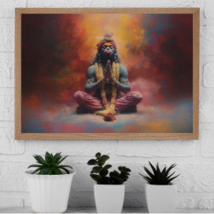 Affiche Hanuman Pastel Arc-en-ciel Couleur de la peinture