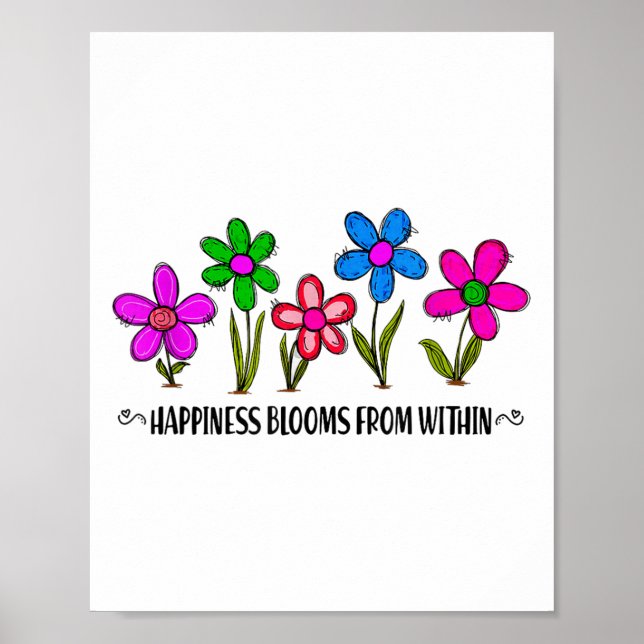 Affiche Hapness Blooms From A Within Insrational Motivatio (Devant)