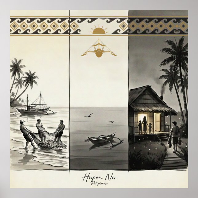 Affiche Hapon Na-Fin de journée Philippines Sumi-e (Devant)
