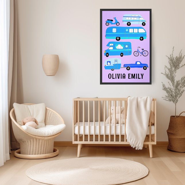 Affiche HAPPER CAMPER PERSONNALISÉ NOM DE BÉBÉ Campervan R (Créateur téléchargé)