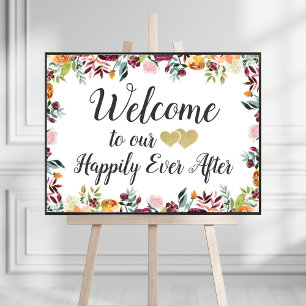 Affiche Happily Ever After Rustic Fall Floral Wedding