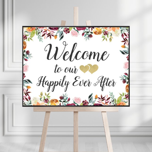 Affiche Happily Ever After Rustic Fall Floral Wedding (Créateur téléchargé)