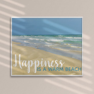 Affiche Happiness is a Warm Beach Funny Seaside Home