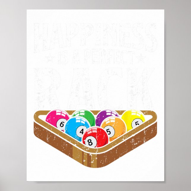 Affiche Happiness Parfait Rack Funny Pool Player Billard (Devant)