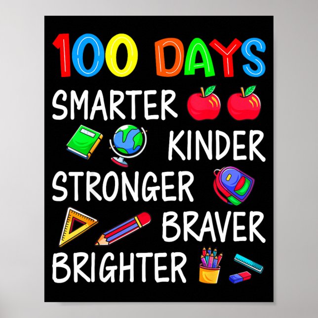 Affiche Happy 100 Days Of School 100th Day Of School Kids  (Devant)