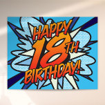 AFFICHE HAPPY 18TH BIRTHDAY<br><div class="desc">Dites HAPPY 18TH BIRTHDAY la façon pop art et mettre le fouet, bang, zap dans la fête de célébration du grand jour. Un panneau d'anniversaire amusant, cool et tendance rétro de la bande dessinée pop art qui met le fouet, zap, pow dans votre événement spécial de célébration. Conçu par ComicBookPop©...</div>