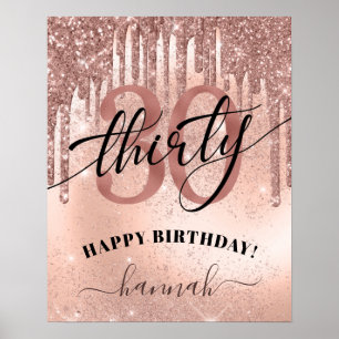 Affiche Happy 30th Birthday Rose Gold Trendy
