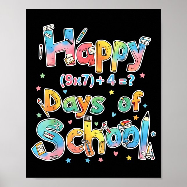 Affiche Happy 67 Days Of School Math Equation Teacher Six  (Devant)