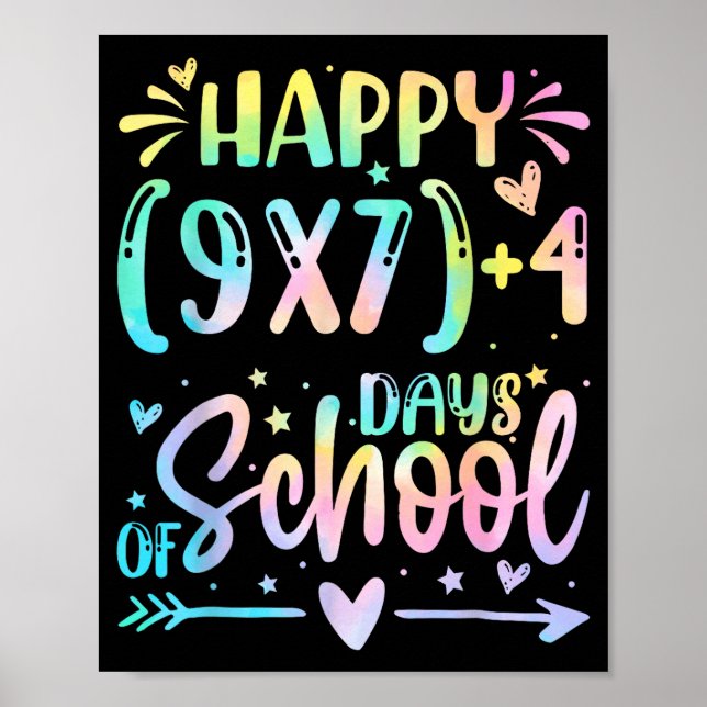 Affiche Happy 67 Days Of School Math Teacher Students Six  (Devant)