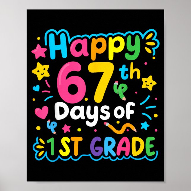 Affiche Happy 67th Day Of 1st Grade School Meme 67 Kids Te (Devant)