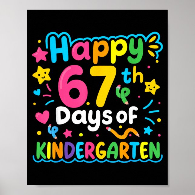 Affiche Happy 67th Day Of Kindergarten School Meme 67 Kids (Devant)