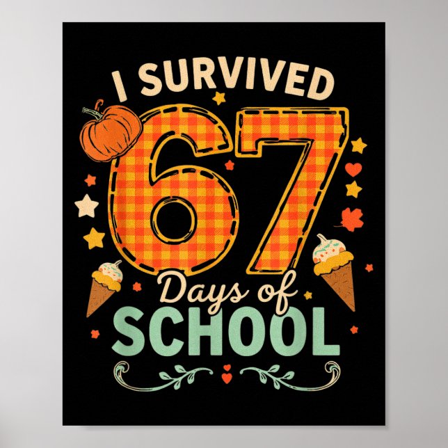 Affiche Happy 67th Day Of School Funny Teacher Thanksgivin (Devant)