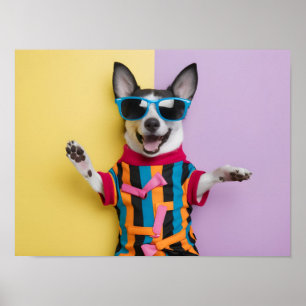 Affiche Happy Animal avec lunettes de soleil