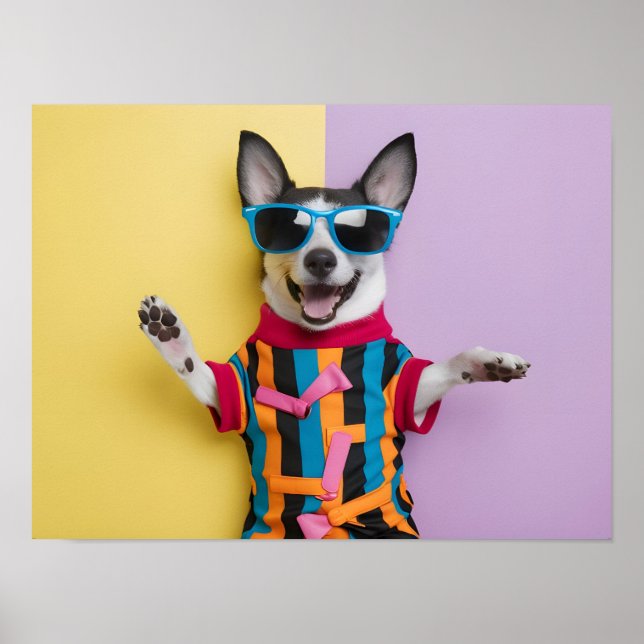 Affiche Happy Animal avec lunettes de soleil (Devant)